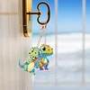 5PCS DIY Diamond Painting Double Sided Colorful Dinosaur Keychain Kit