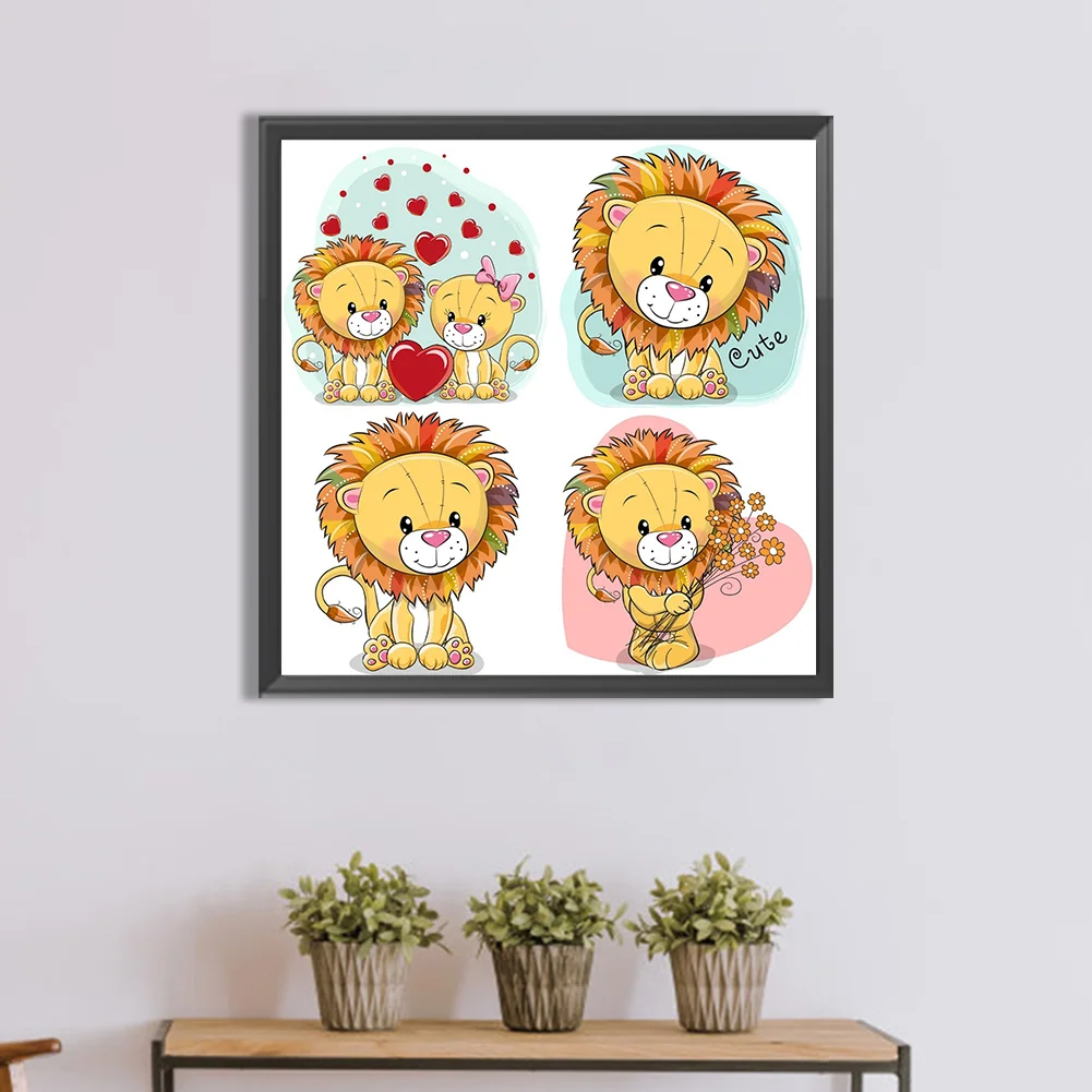 Full Round Diamond Painting 30*30cm - Cartoon Little Lion