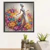Fille en robe de fleur - peinture au diamant de forme sp&eacute;ciale - 30 * 30cm