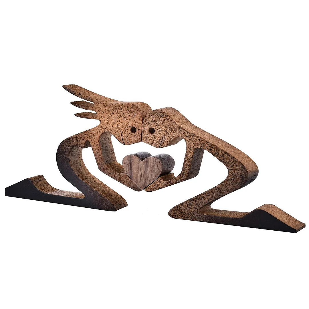 Handmade Wooden Sculpture Dog Figurines Craft Wood Home Decoration For Engraved Home Office Shelf Gift Natural