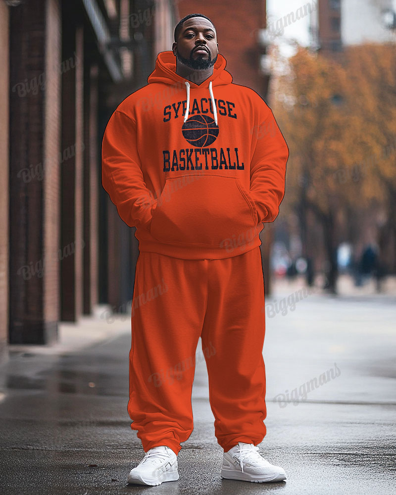 Men's Plus Size Syracuse University Basketball Style Hoodie Suit