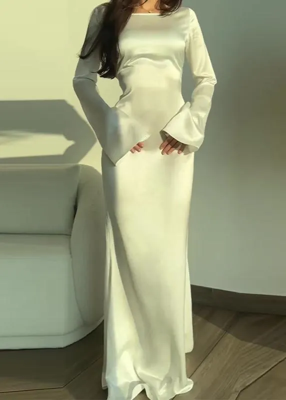 Aurora - Satin Long Sleeve Maxi Dress