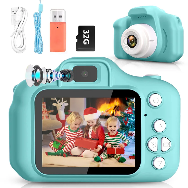Kids Camera for Boys Girls, Christmas Birthday Gift for Age 3-10, 1080HD Digital Video Cameras for Toddler, Portable Toy for 3 4 5 6 7 8 9 Year Old with 32GB SD Card