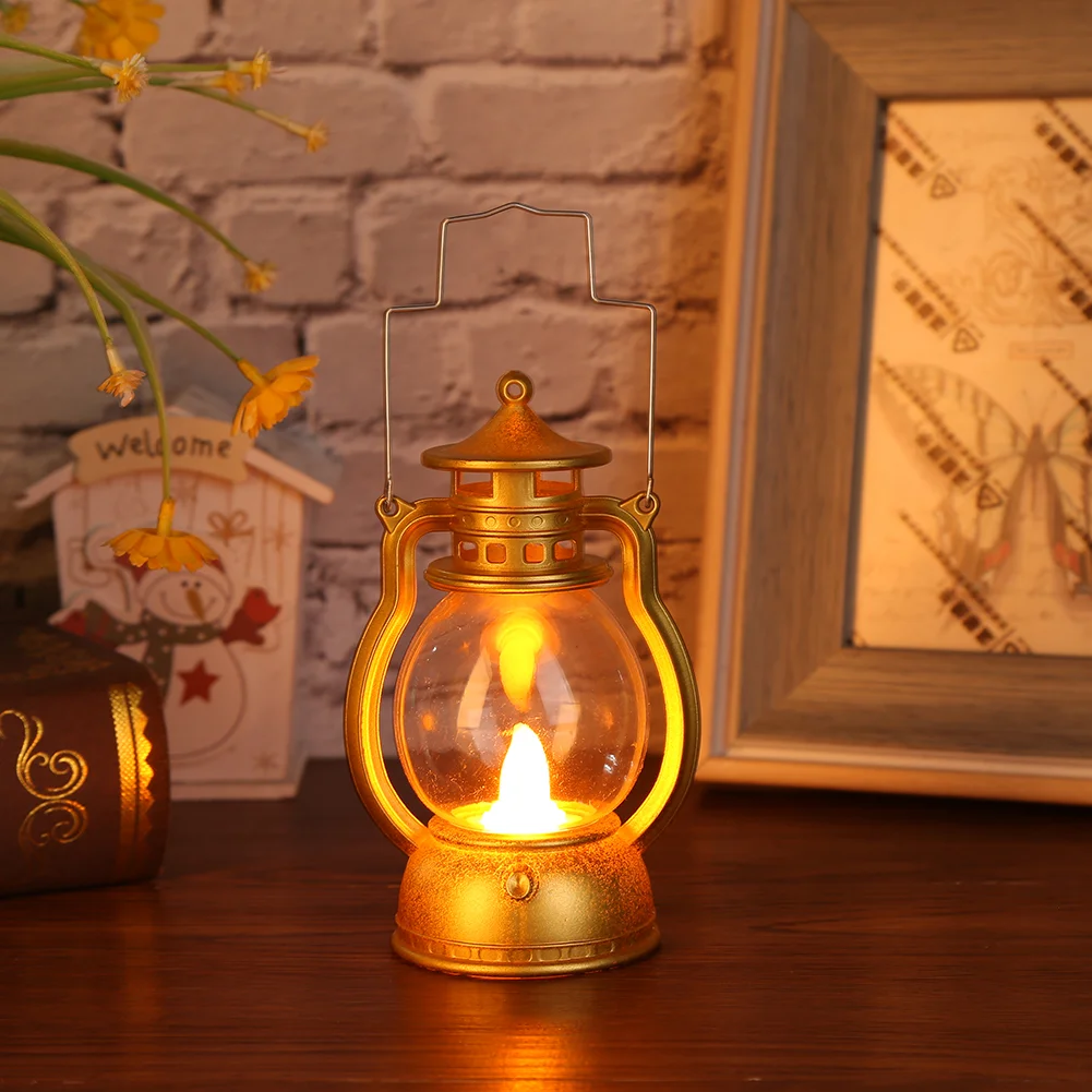Retro Classic Kerosene Lamp Portable LED Lantern Lights Antique Decor (C)