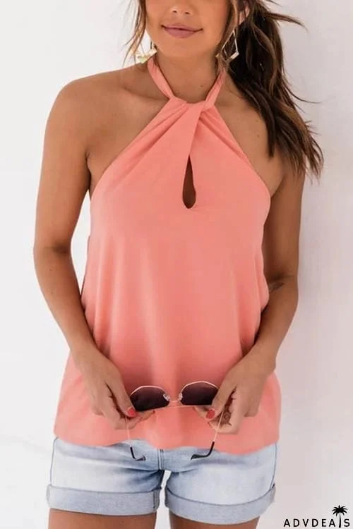 Solid Halter Neck Blouse