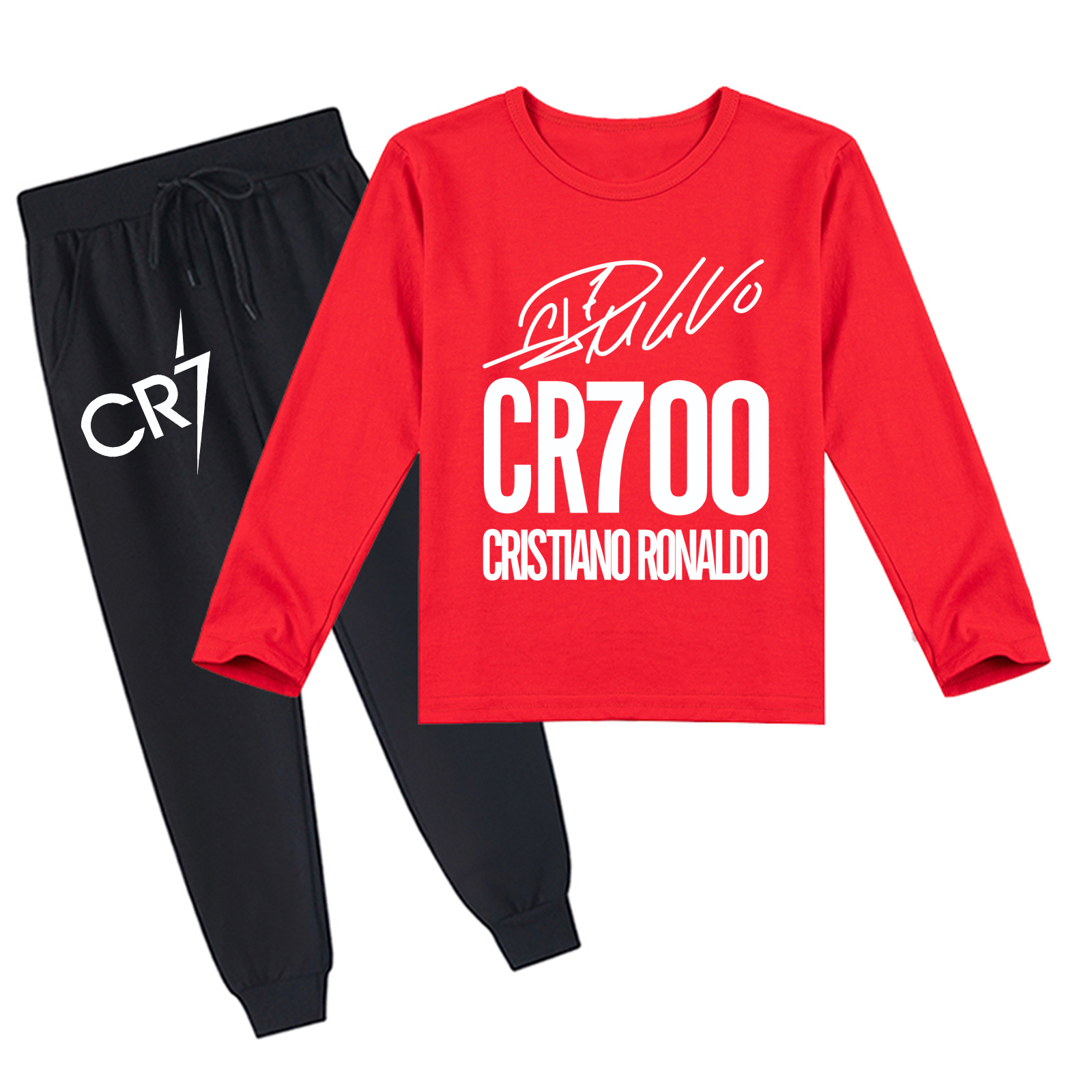 Mayoulove Cristiano Ronaldo Long Sleeve T-Shirt Set for Boys  Girls - Stylish Sportswear, Kids Fashion, Soccer Fan Gear-Mayoulove