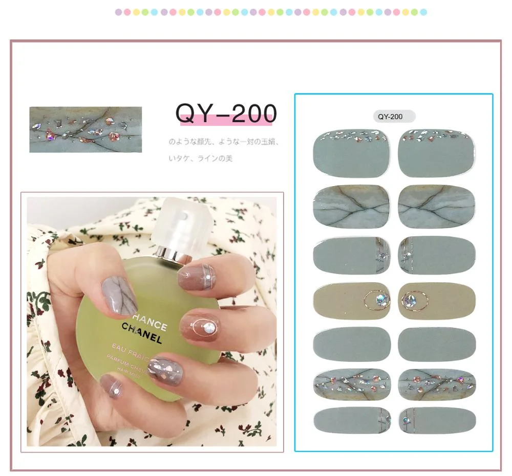 ENDRRFLLA Glitter Decorative Floral Nail Stickers Gray Water Transfer Polish Items Nail Art Decals 2020 New Design Nail Art 1pc-Nail Inspo