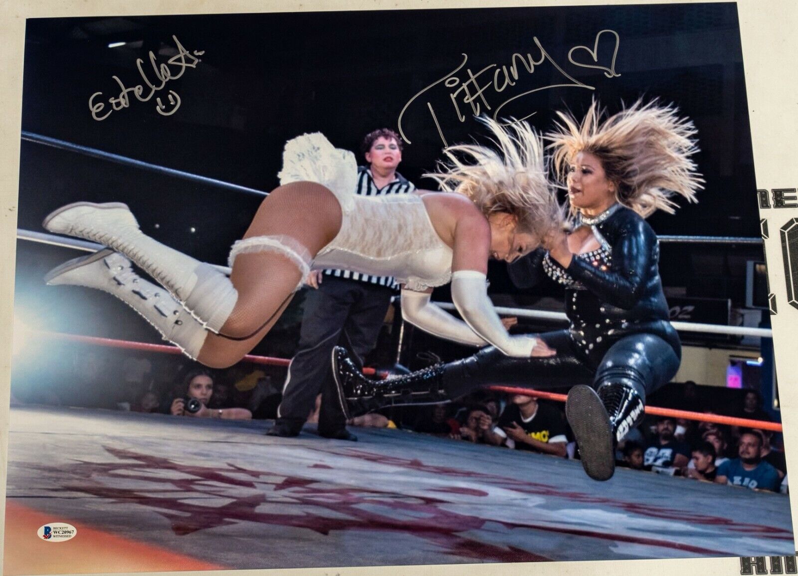 Tiffany & Estrellita Signed 16x20 Photo Poster painting BAS COA AAA CMLL Lucha Libre Autograph 7