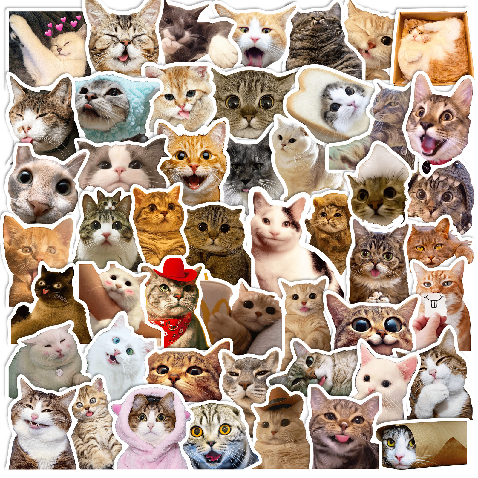 Charming Feline Fantasy: 50 Adorable Cat Stickers - Cute & Trendy Decals