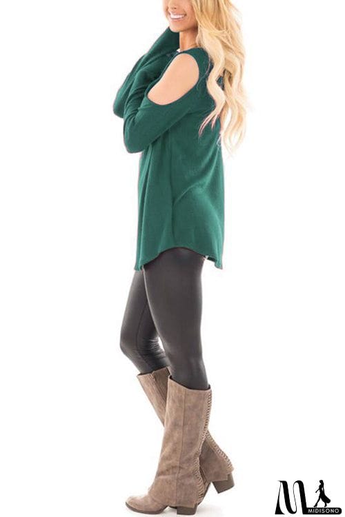 MidiSono - Casual Off-Shoulder Lantern Sleeve Top