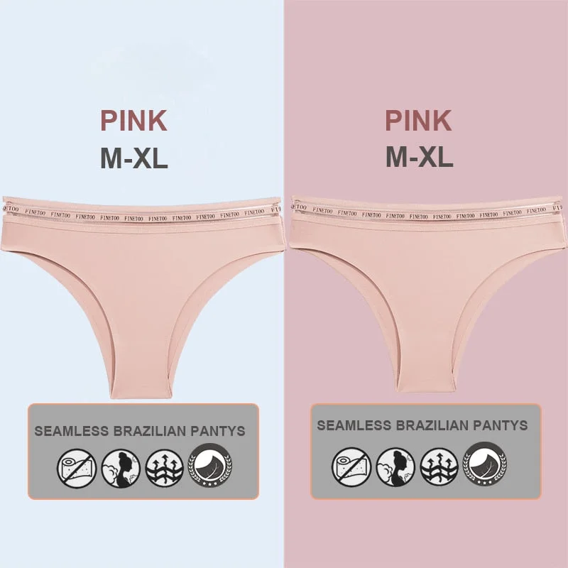 FINETOO 2PCS/Set Women Seamless Lingerie Letter Underpants Ladies 6 Solid Colors M-XL Woman Sexy Panties Briefs Underwear Thong