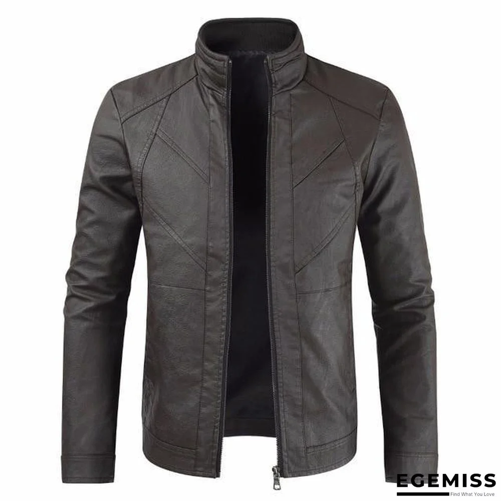 Men Fashion Casual Motorcycle PU Leather Jacket Coat Men Faux Leather Coat Jackets Men | EGEMISS