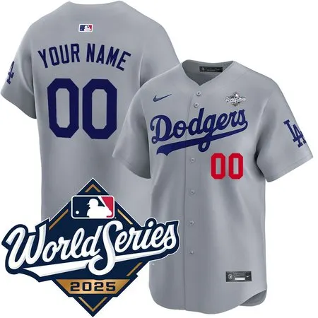 Youth Los Angeles Dodgers Custom Gray 2025 World Series Home Limited Jersey