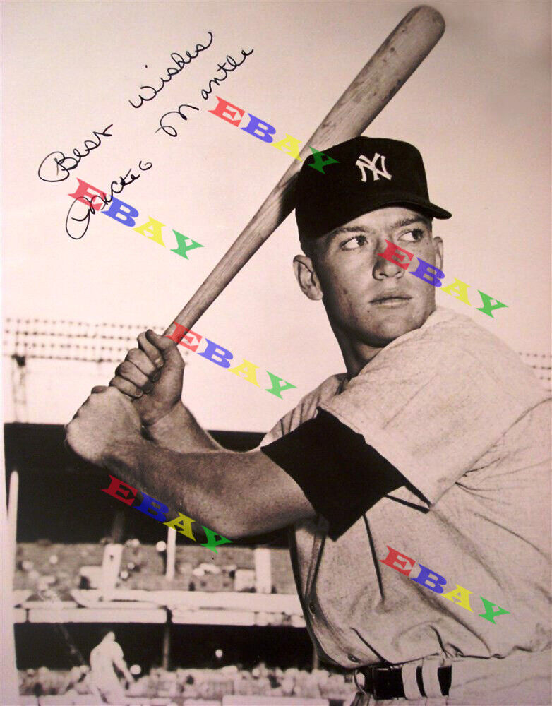 Mickey Mantle Yankees Autographed 8x10 Photo Poster painting Reprint