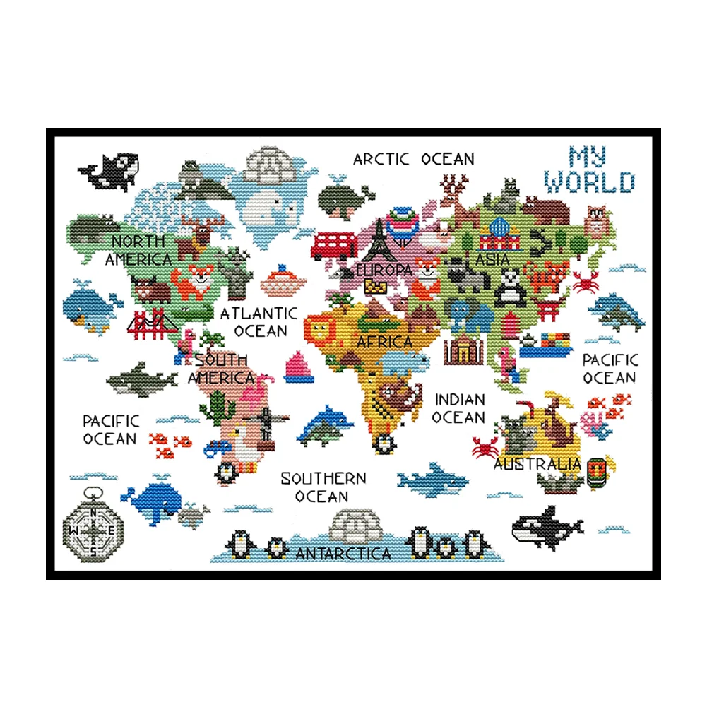 14CT Counted Cross Stitch - Animal Worl(Canvas|40*53CM)