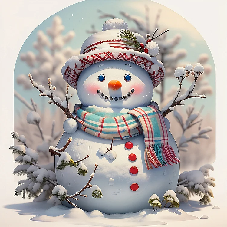 Snowman 40*40CM (Canvas) Full Round Drill Diamond Painting gbfke