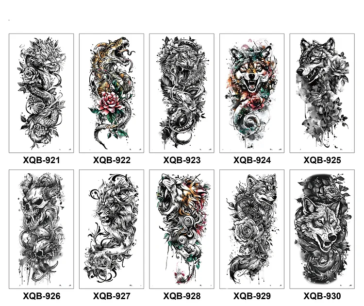 10 Sheets Art Waterproof Half Arm Temporary Tatto