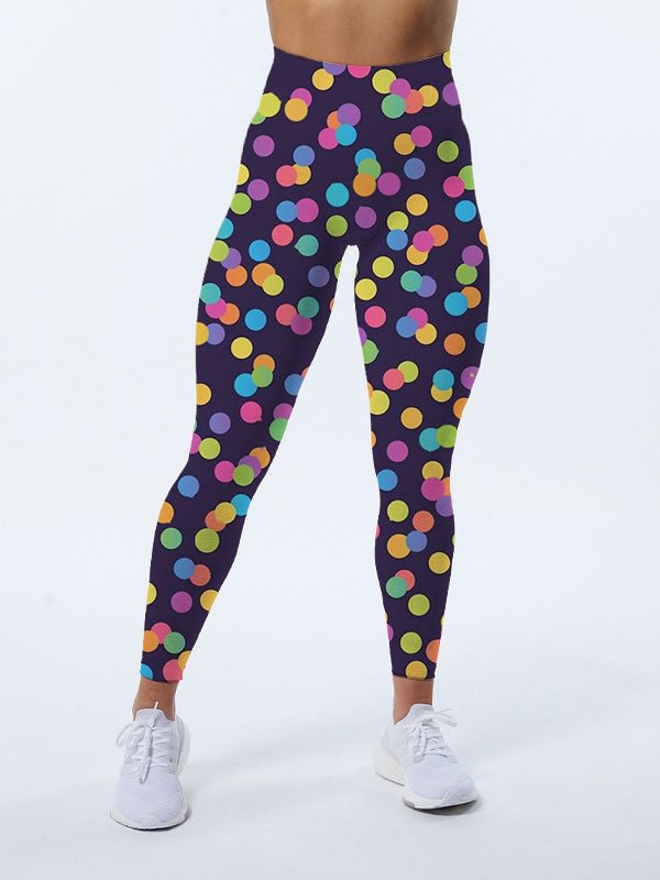 Bright Rainbow Ombre Gradient Confetti Pattern Leggings