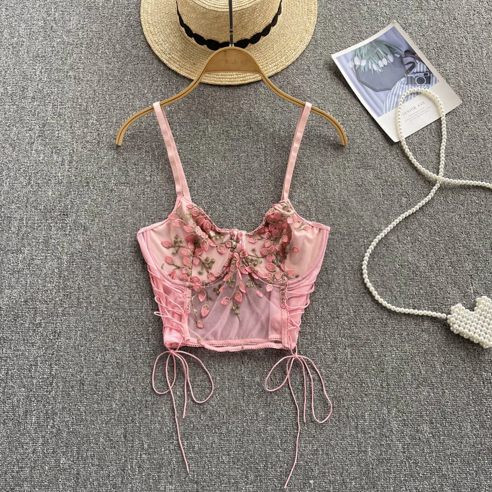 Blush Pink Floral Bustier - Pink