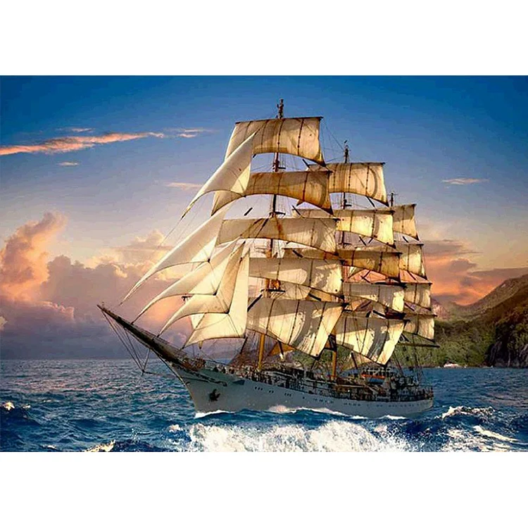 Sailing Boat 50*40CM(Canvas) Full Round Drill Diamond Painting gbfke
