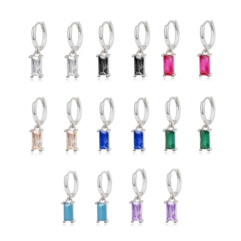 1 Pair White Gold Plated Gold Plated 925 Sterling Silver Zircon Geometric Drop Earrings