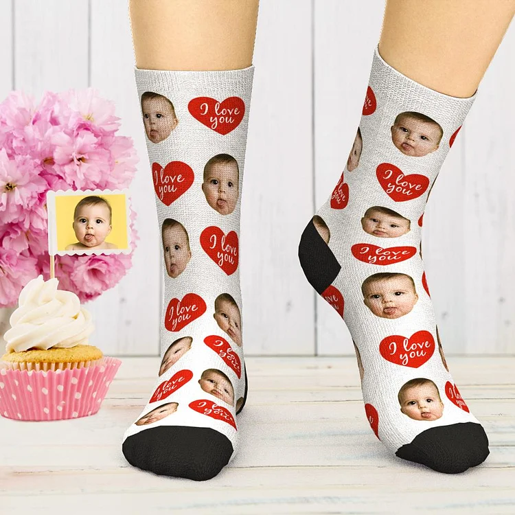 Custom Face Socks Funny Socks I Love You Socks Gifts for Love