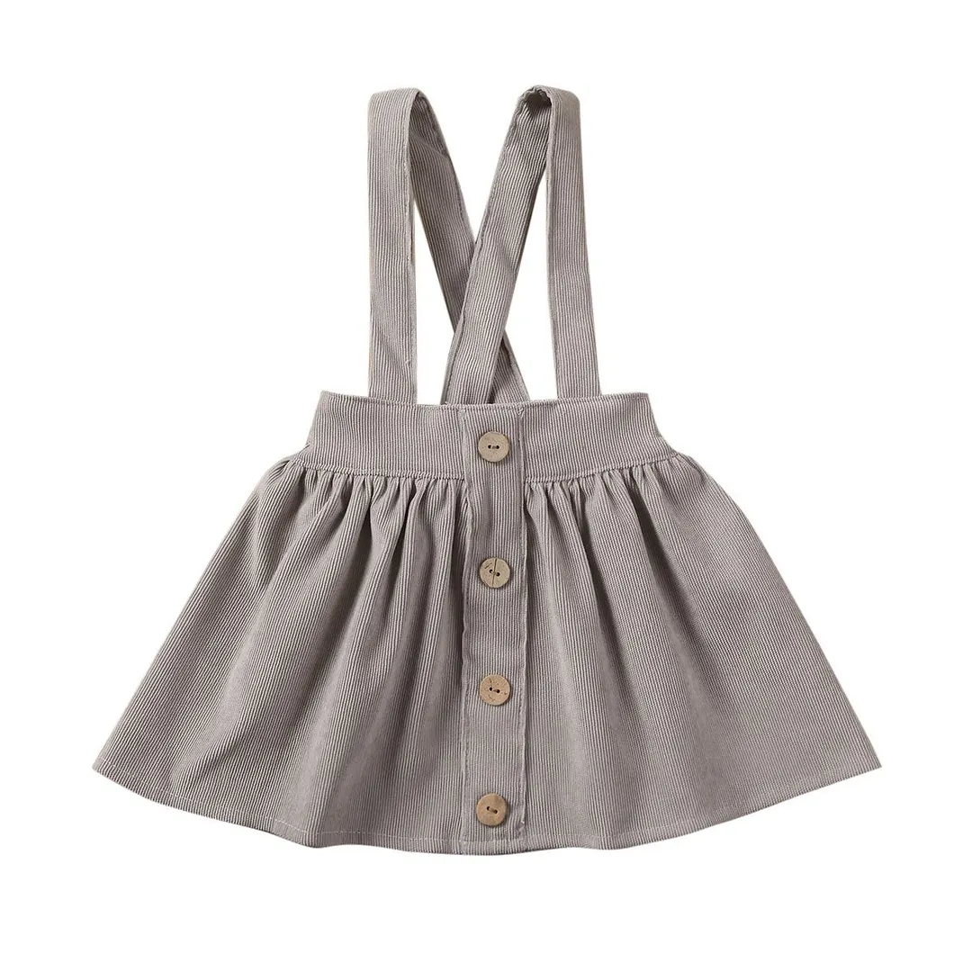 2020 Baby Summer Clothing Toddler Kids Baby Girls Party Strap Suspender Gown Solid Overalls Dresses Corduroy Outfits