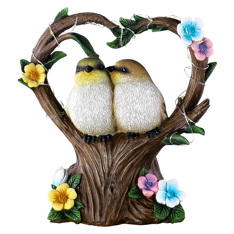 【Ornament】Home Decor Resin Ornaments-Solar Light Simulation Couple Bird gbfke