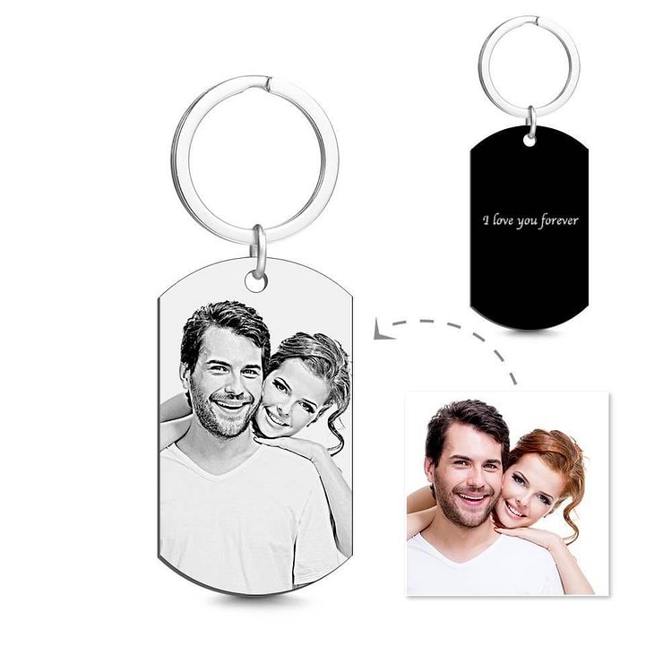 Photo Engraved Tag Key Chain With Engraving