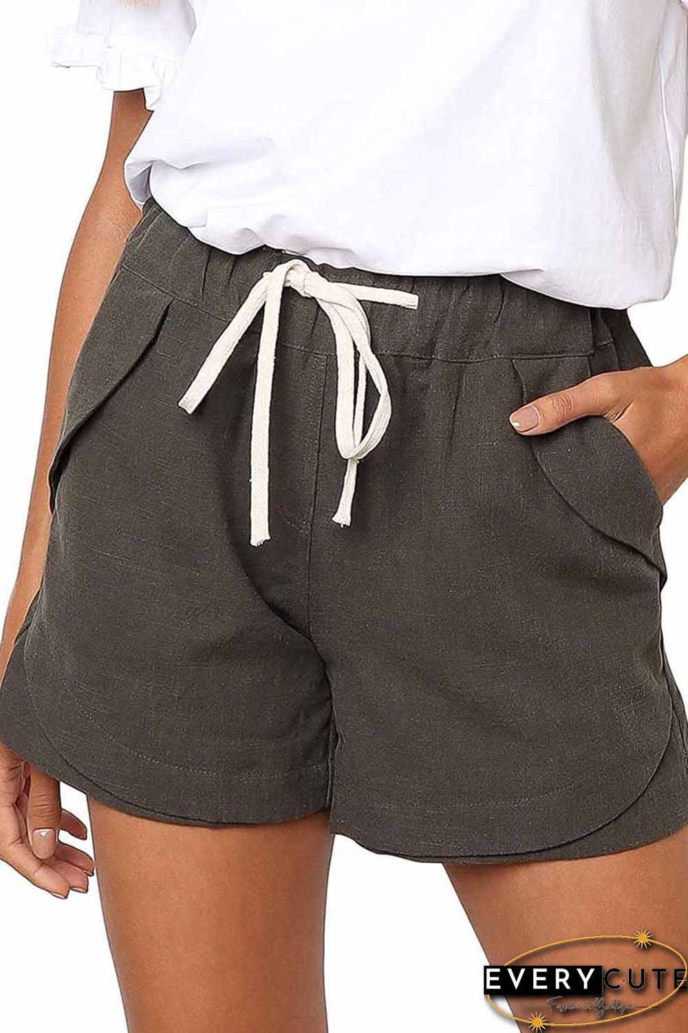 Adjustable Waist Cotton Casual Shorts