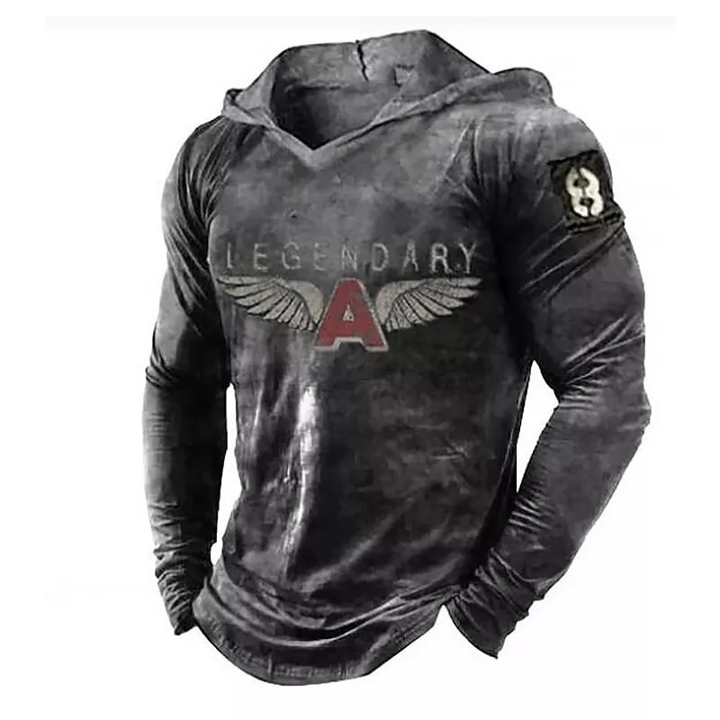 Men's Pullover Hoodie Graphic Prints Wings Letter Print Casual Sweatshirts