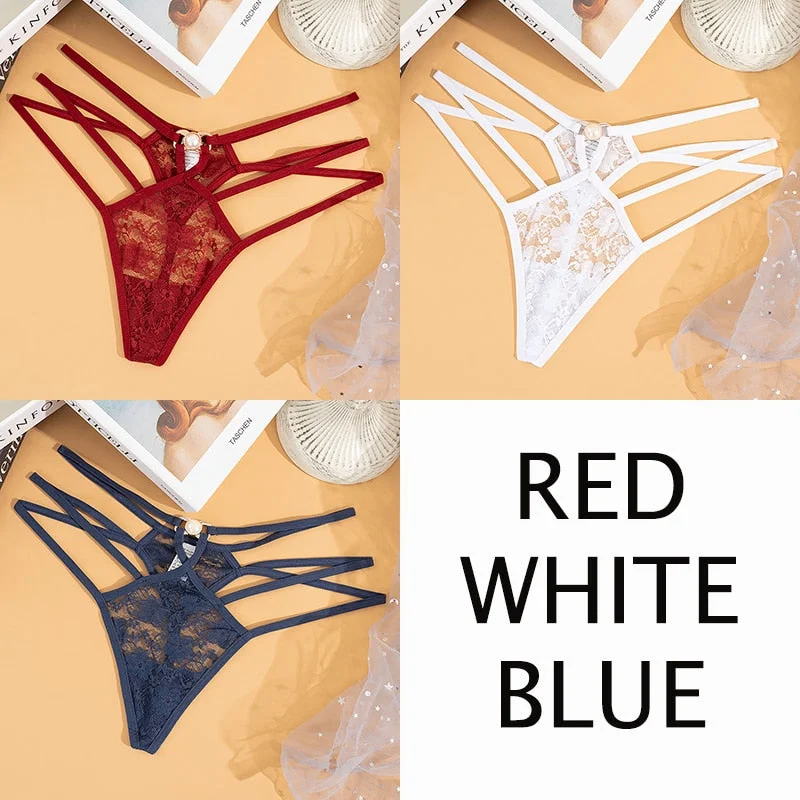 Sexy Lace Floral Thong Women  Seamless Panties Perspective Thongs Ladies Underwear Female Low Rise Cross Strap G-string