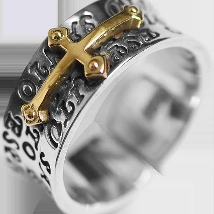 Vintage Fashion Adjustable Open Cross 925 Silver Ring