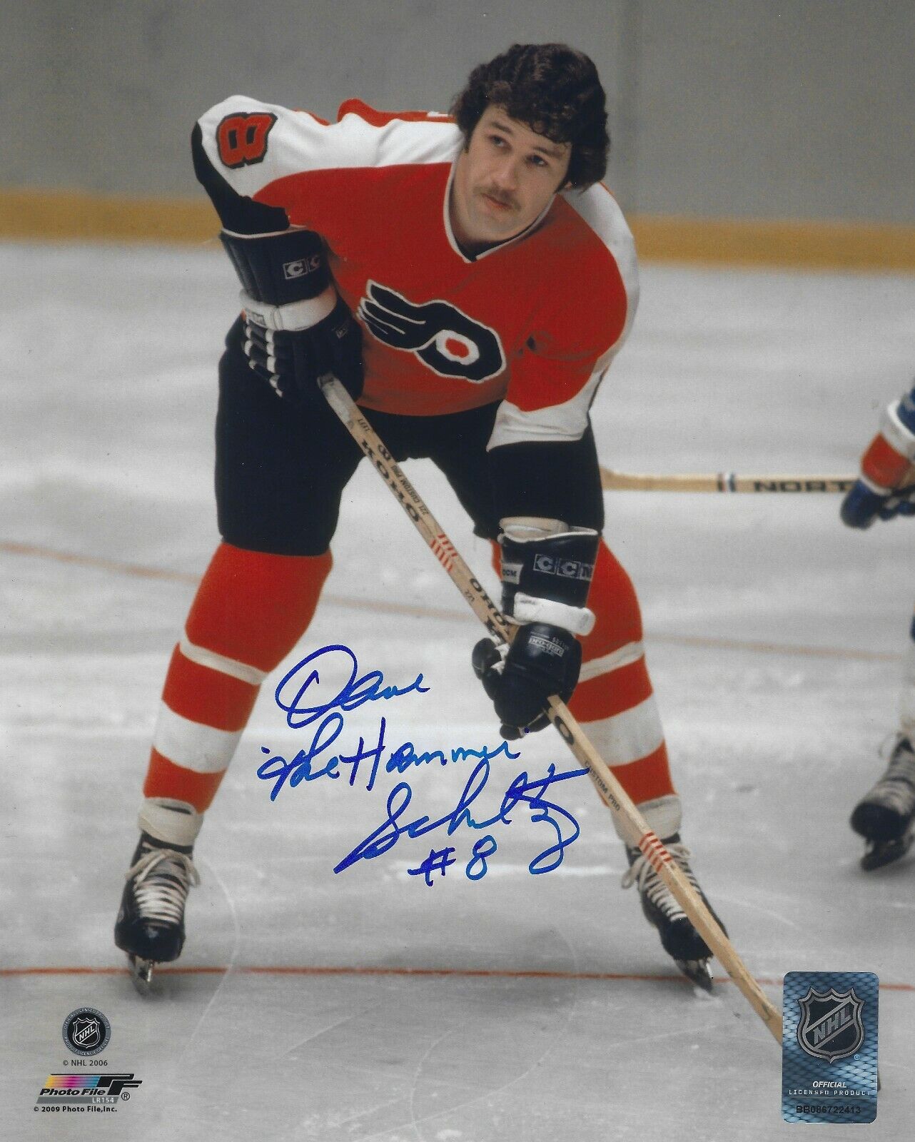 Autographed 8x10 Dave the Hammer Schultz Philadelphia Flyers Photo Poster painting w/Show ticket