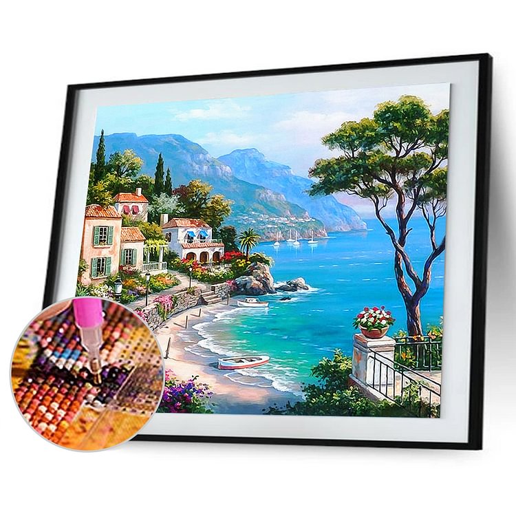 Seaside Villa  Special Shape Diamond Painting 30*25 CM