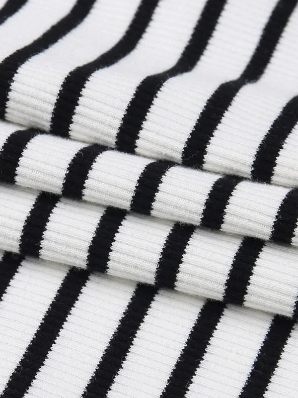 Contrast Color Striped High Waisted H-Line Skirts