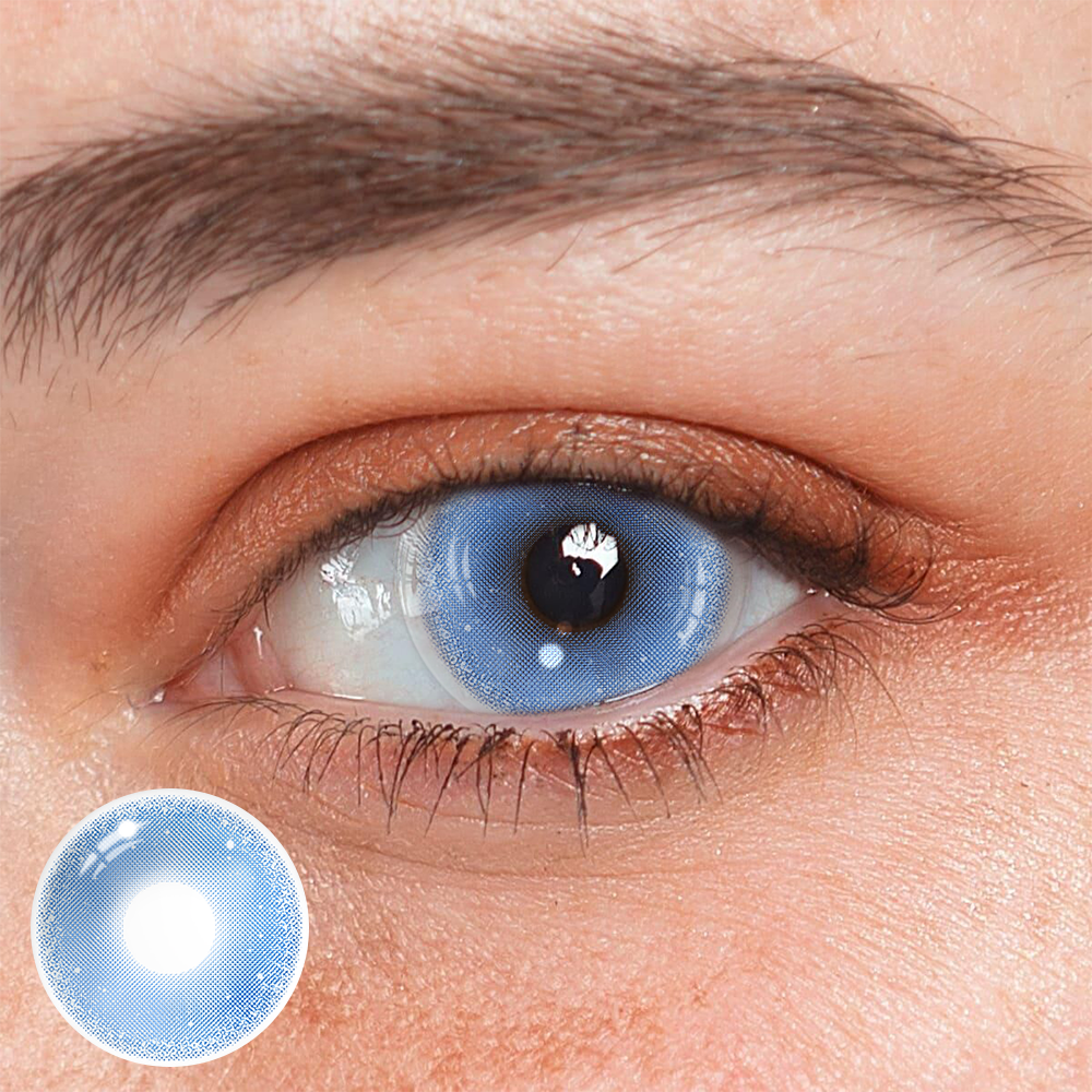 Cosplay Gold Rim Blue Coloured Contact Lenses