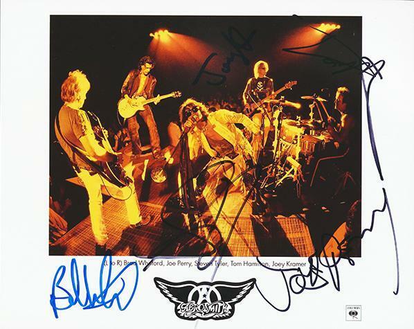 Aerosmith REAL hand SIGNED Photo Poster painting #1 COA all 5 Steven Joe Tom Joey Brad