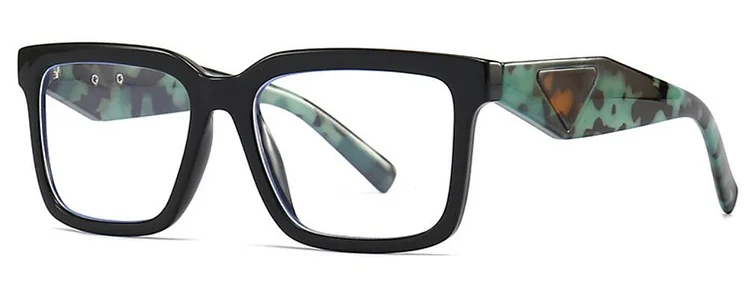Retro Square Glasses Frames Women Men Brand Designer Triangle Pattern Female Eyeglasses 2023 Trending Blue Light Reading Glasses