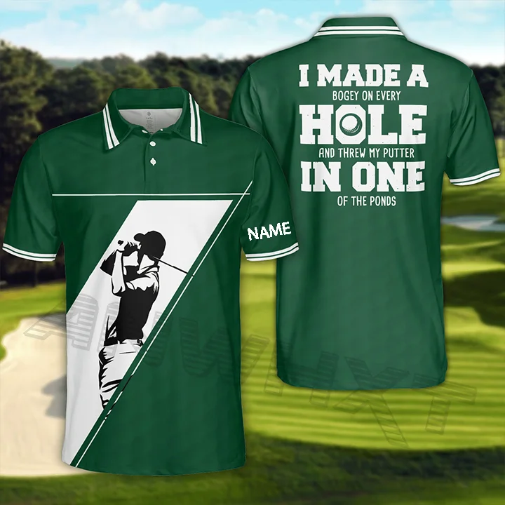 Golf I Made A Hole In One Green Polo Shirt For Men