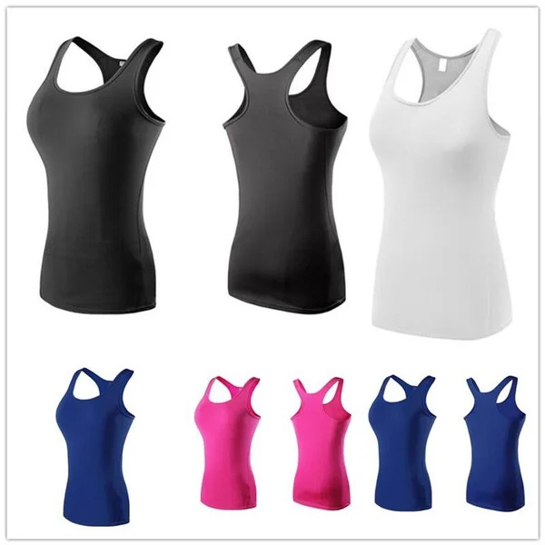 Women Compression Cropped Wear Yoga Tank Tops Ladies Gym Fitness tops Workout Shirts Running Vest