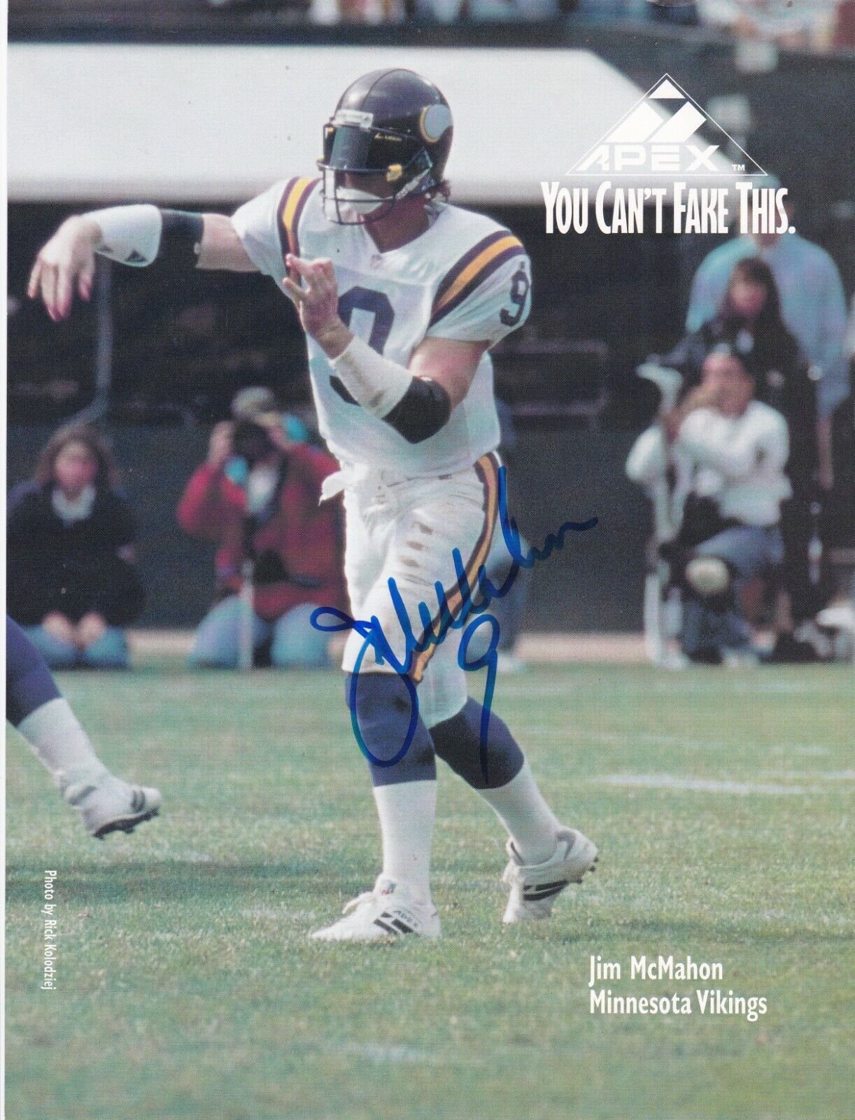 JIM MCMAHON MINNESOTA VIKINGS ACTION SIGNED APEX AD SIGNED MAGAZINE PAGE