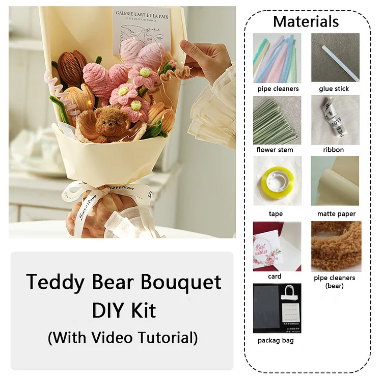 DIY Pipe Cleaners Kit - Teddy Bear Bouquet