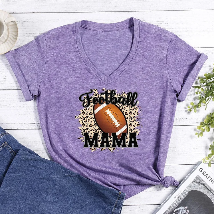 Football MAMA V-neck T Shirt-Annaletters