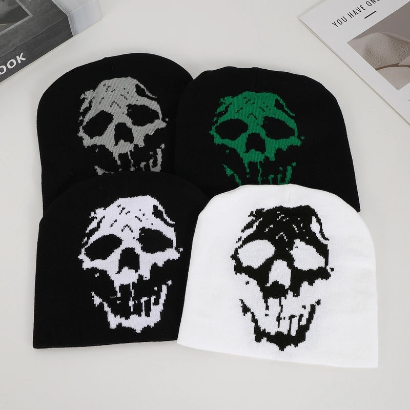 Unisex Casual Funny Minimalist Skull Jacquard Eaveless Wool Cap