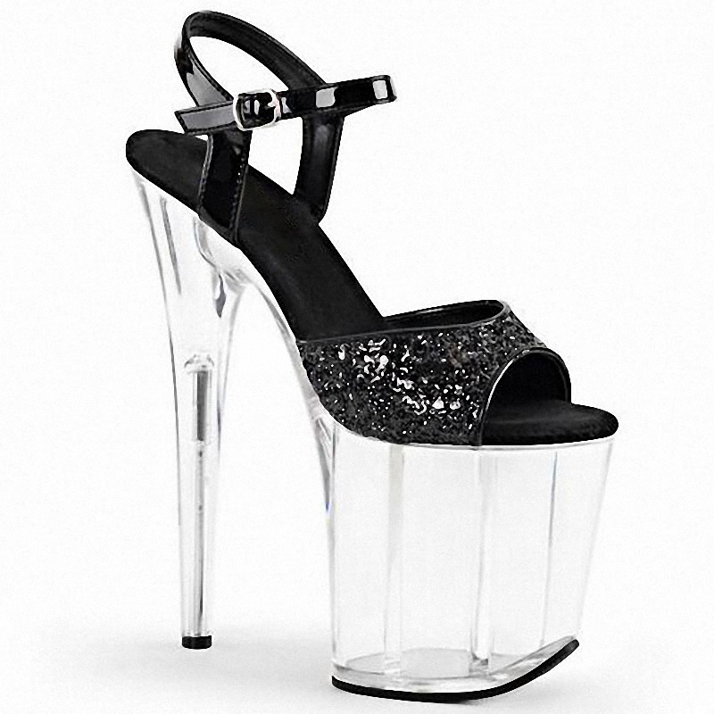VCshoes Flash Powder Bling Buckle Strap 8 Inches Summer Big Size Platform Sandals Lady High Stripper Heeled Pole Dance Shoes 20CM