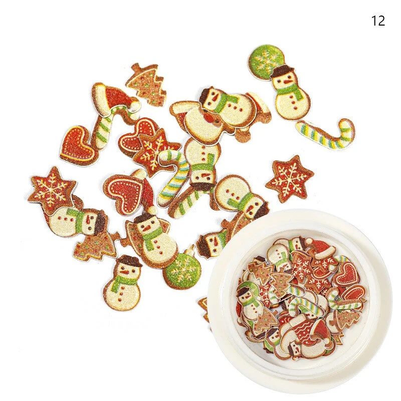 3D Christmas Series Wood Pulp Piece Nail Art Decoration Accessories Manicure Snowflake Snowman Shape Manicure Art Decal