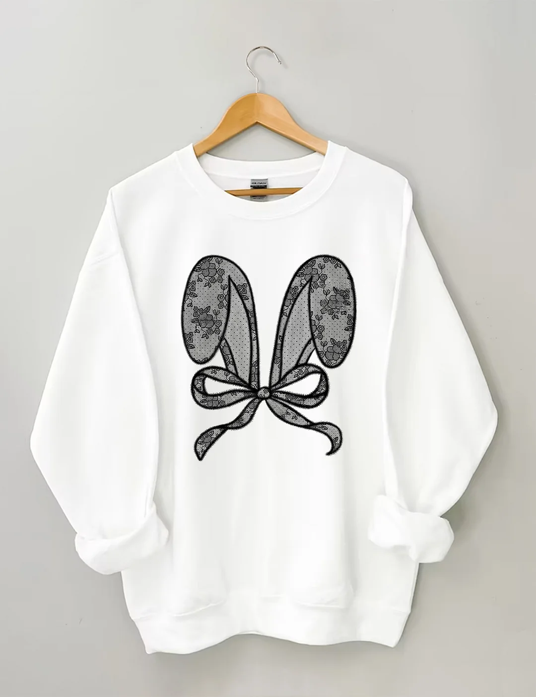 Bunny Ears With Bow Lace Sweatshirt