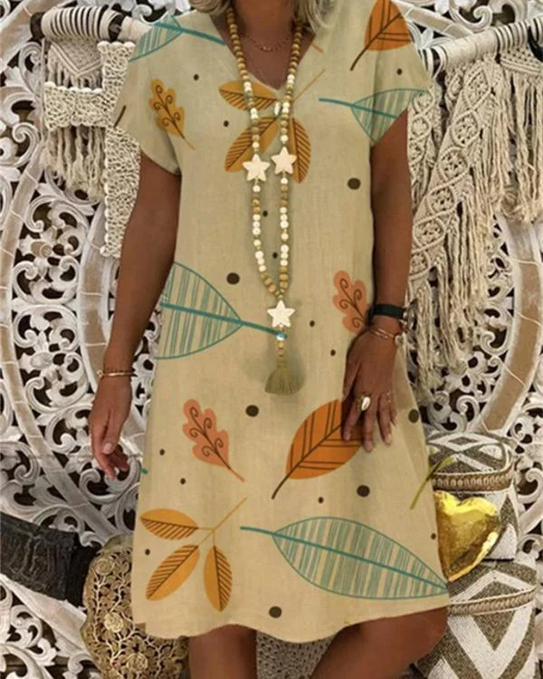 fashion casual short sleeve printed plus size dress p119898