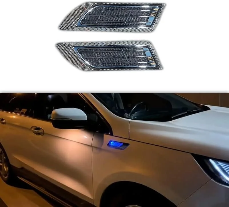 Universal Car Exterior Accessories -- Hood Scoop For Cars, Car Hood Vents With Cool Solar Warning Light, Car Vent Accessories. Cars, Pickup Trucks, SUVs, Exterior Automotive Accessories, A Pair. ( Col